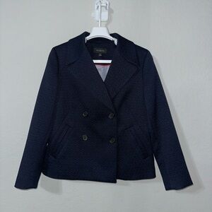 Talbots Women’s Navy Double Breasted Textured Pea Coat Jacket 8‎